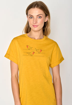 Golden Yellow: Lässiges T-Shirt aus Bio-Baumwolle für Damen [16730]