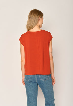 Rot:  Lässiges Shirt aus LENZING™ TENCEL™ Mix für Damen [16734]