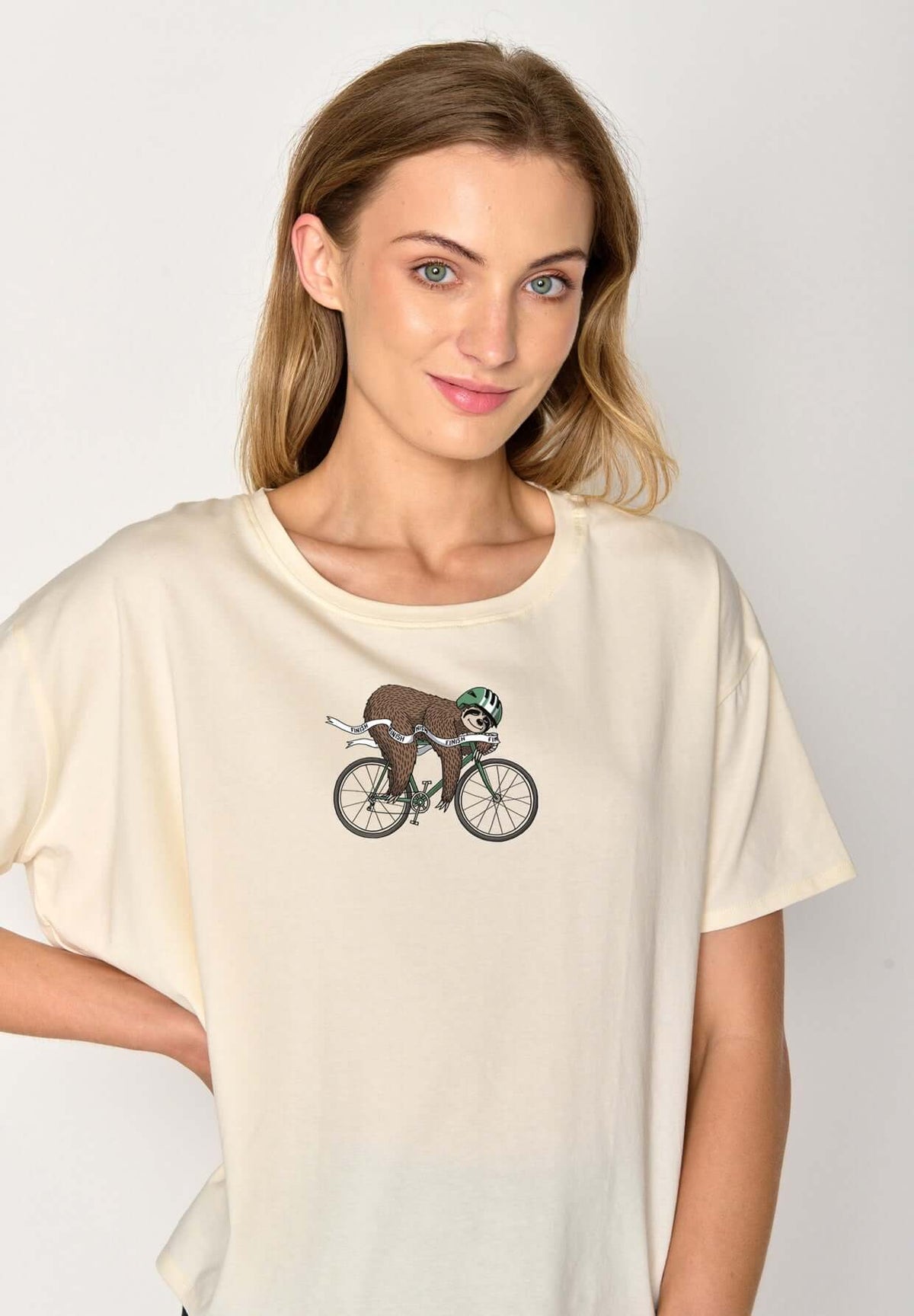 Weiß:  Lässiges T-Shirt aus Bio-Baumwoll Mix für Damen [16747]