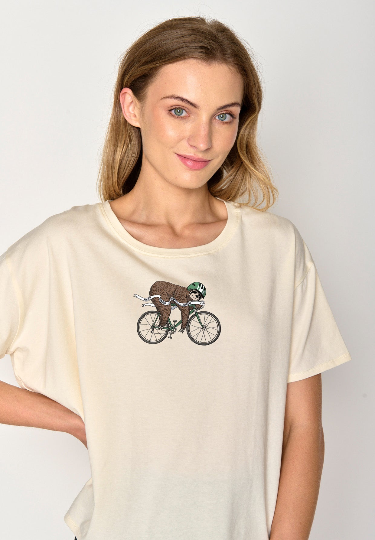 Creme White: Lässiges T-Shirt aus Bio-Baumwoll-Mix für Damen [16747]