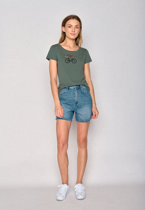 Olive: Lässiges T-Shirt aus Bio-Baumwolle für Damen [16749]