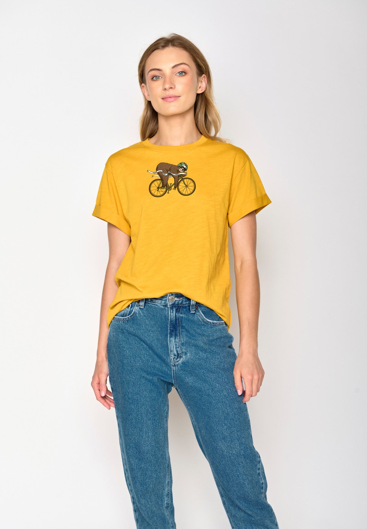 Golden Yellow: Lässiges T-Shirt aus Bio-Baumwolle für Damen [16755]