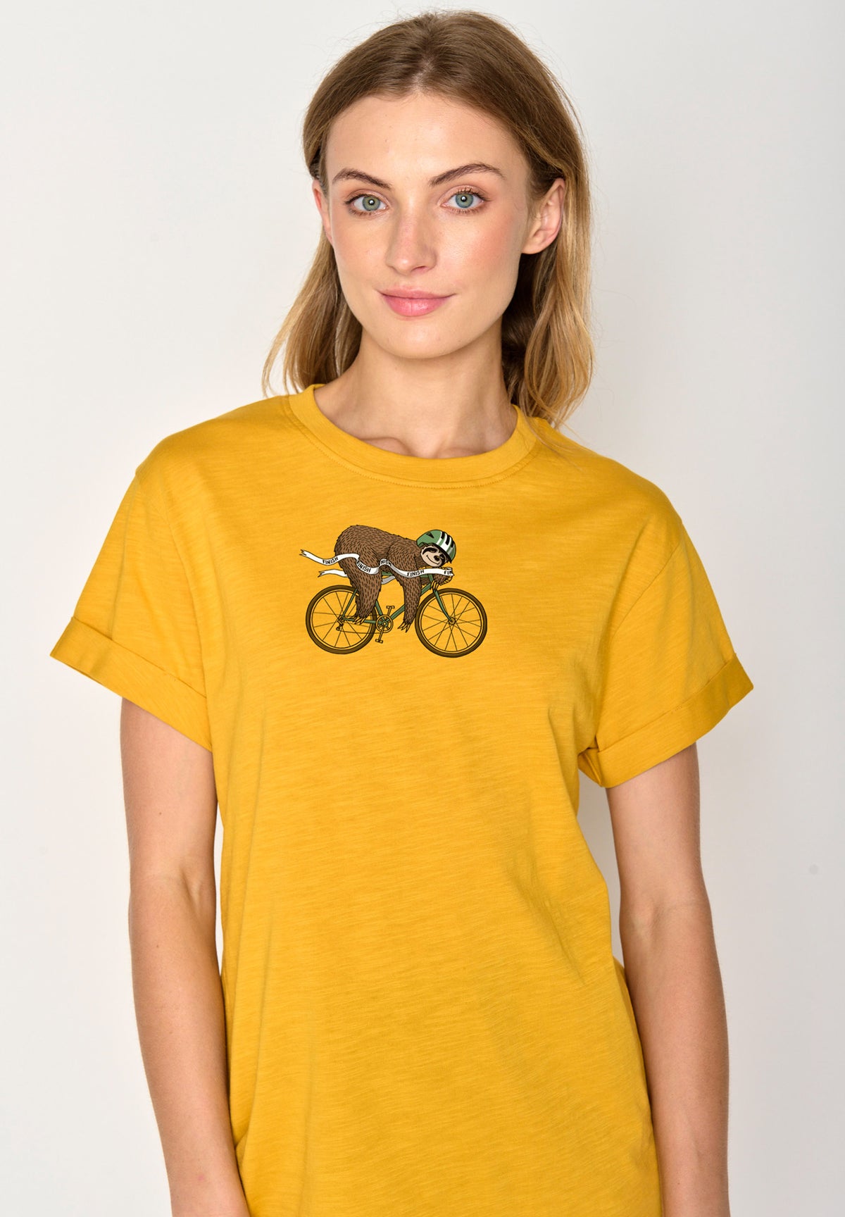 Golden Yellow: Lässiges T-Shirt aus Bio-Baumwolle für Damen [16757]