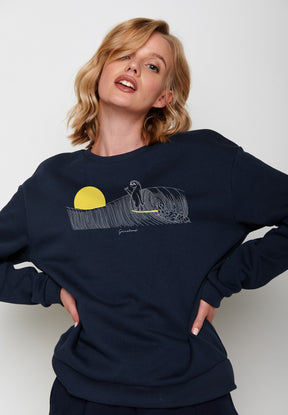 Navy: Gemütliches Sweatshirt aus Bio-Baumwolle für Damen [16758]