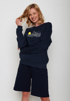 Navy: Gemütliches Sweatshirt aus Bio-Baumwolle für Damen [16759]