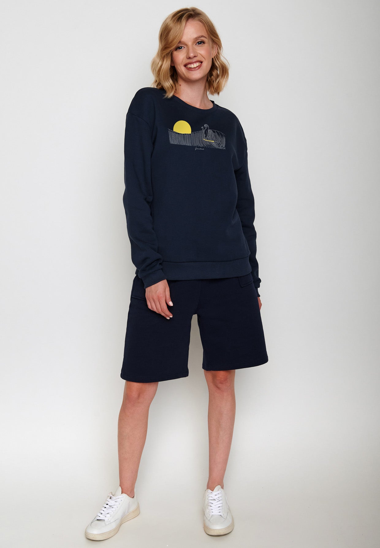 Blau:  Gemütliches Sweatshirt aus Bio-Baumwolle für Damen [16761]