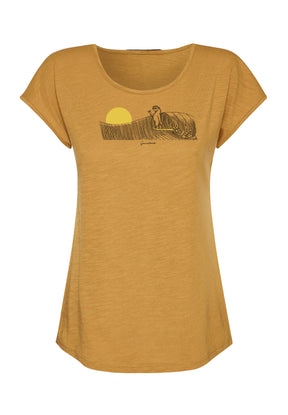 Golden Yellow: Lässiges T-Shirt aus Bio-Baumwolle für Damen [16763]