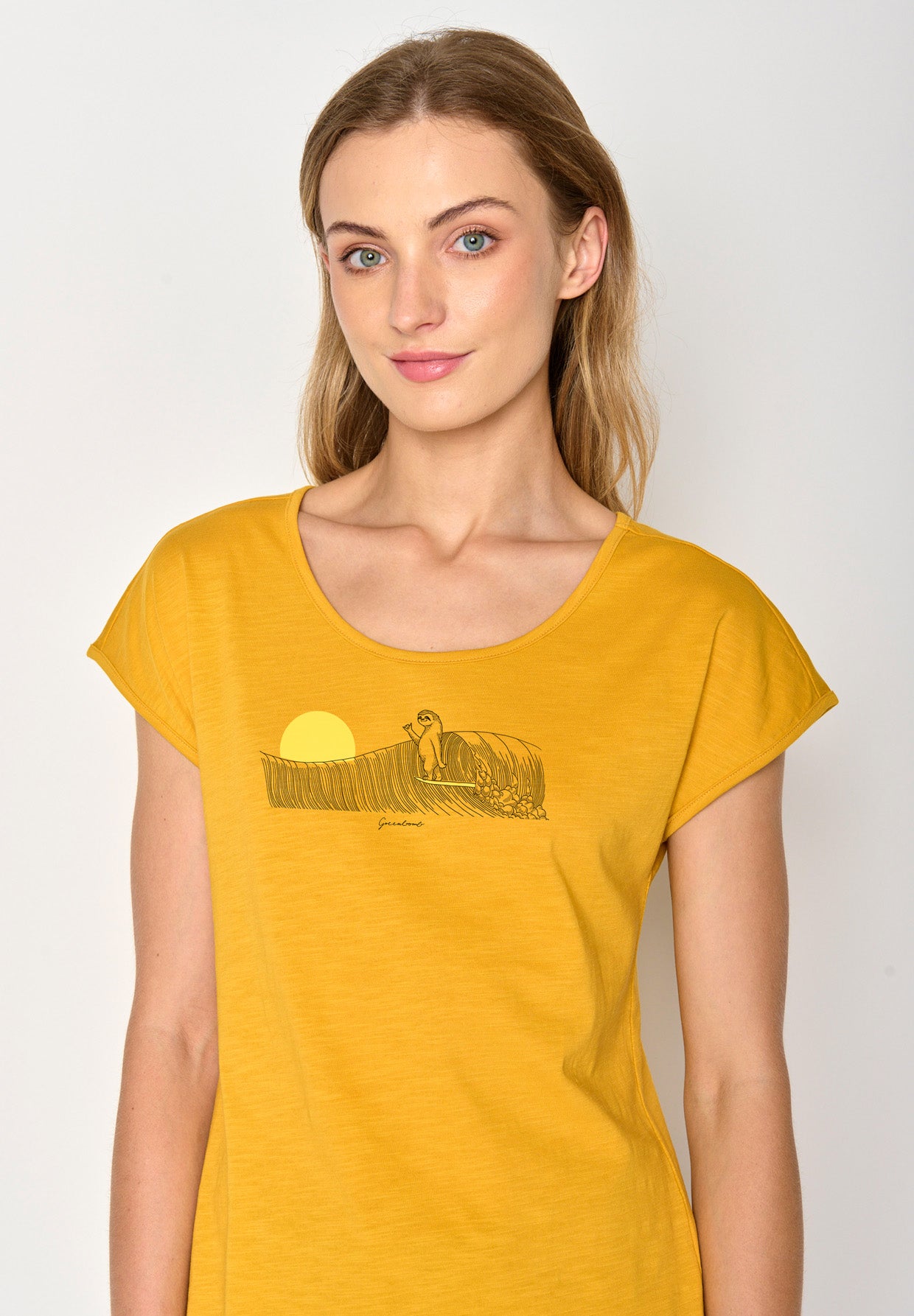 Golden Yellow: Lässiges T-Shirt aus Bio-Baumwolle für Damen [16767]