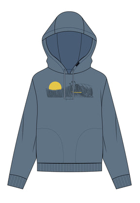 Vintage Blue: Gemütlicher Hoodie aus Bio-Baumwoll Mix für Damen [16768]