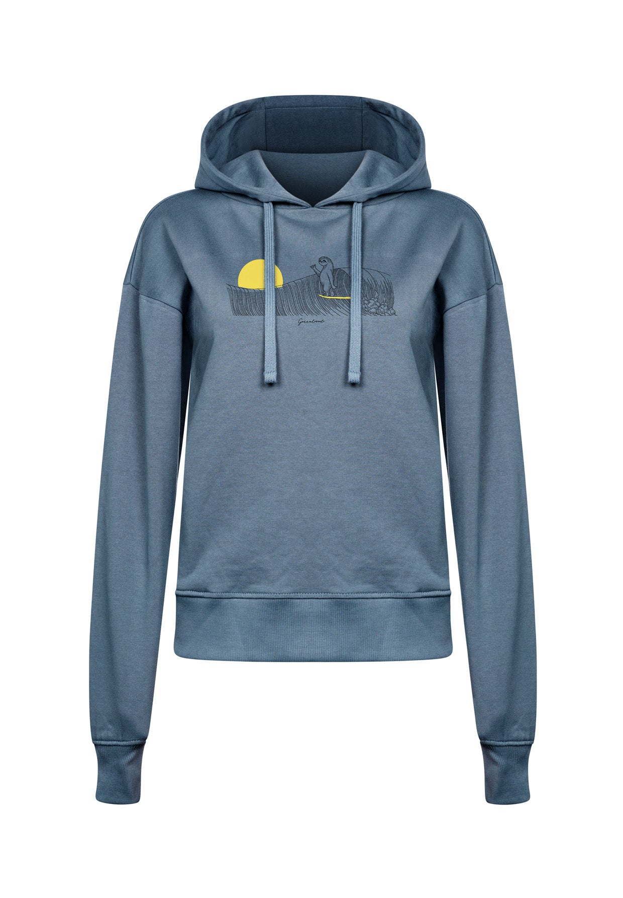 Vintage Blue: Gemütlicher Hoodie aus Bio-Baumwoll Mix für Damen [16769]