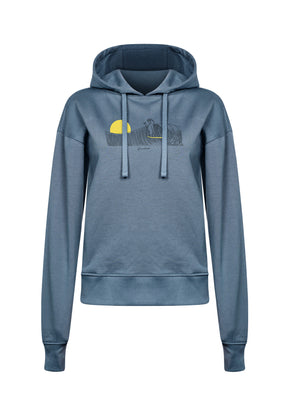 Vintage Blue: Gemütlicher Hoodie aus Bio-Baumwoll Mix für Damen [16769]