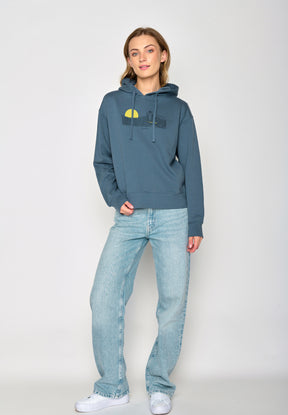 Vintage Blue: Gemütlicher Hoodie aus Bio-Baumwoll Mix für Damen [16770]