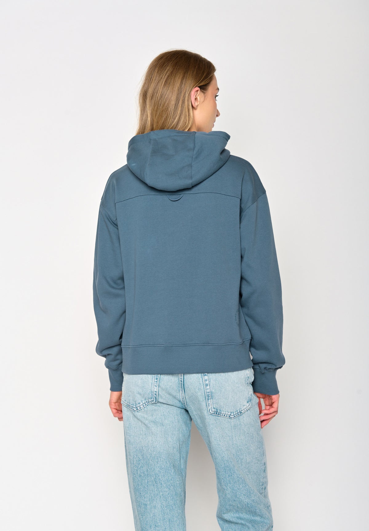 Vintage Blue: Gemütlicher Hoodie aus Bio-Baumwoll Mix für Damen [16772]