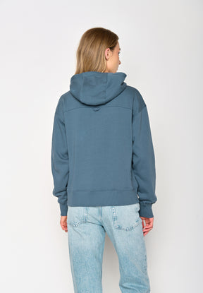 Vintage Blue: Gemütlicher Hoodie aus Bio-Baumwoll Mix für Damen [16772]