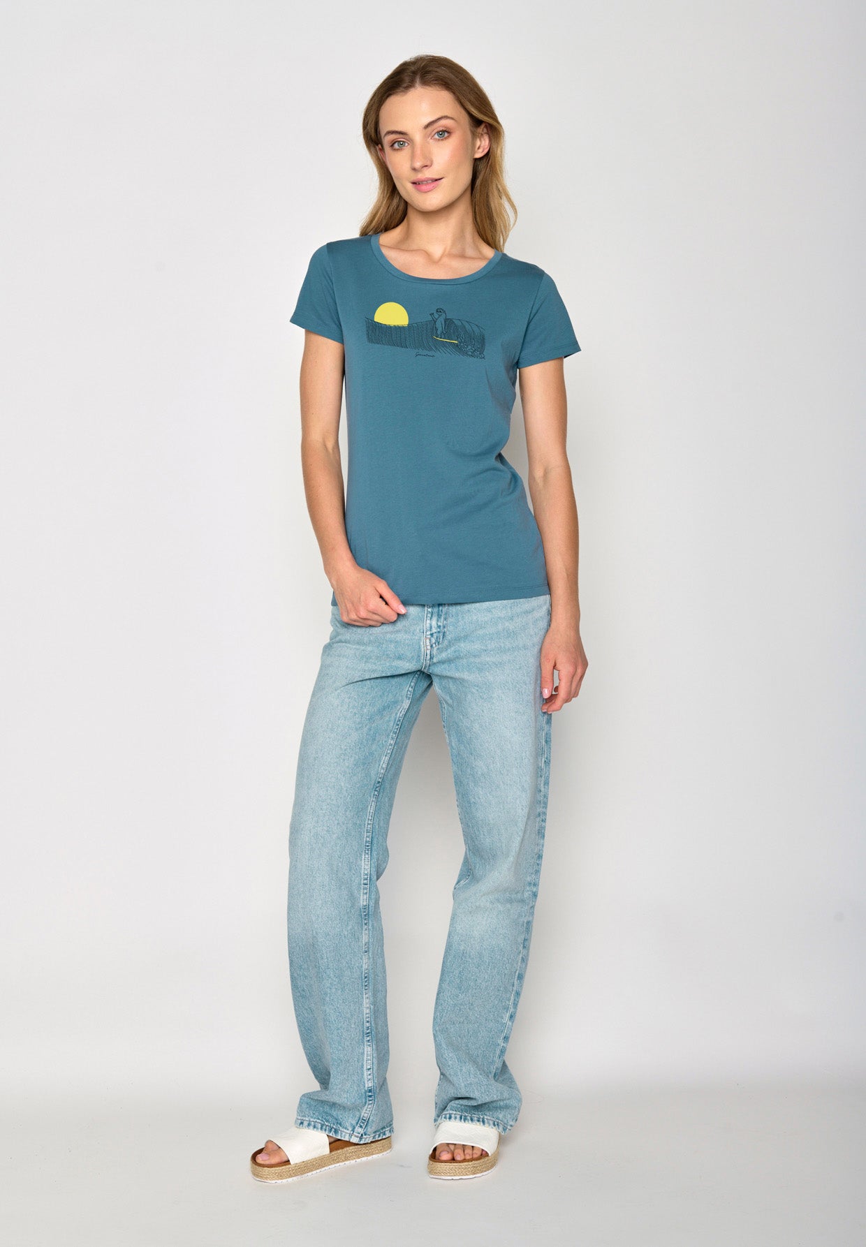 Sloppy Blue: Sportliches T-Shirt aus Bio-Baumwolle für Damen [16775]