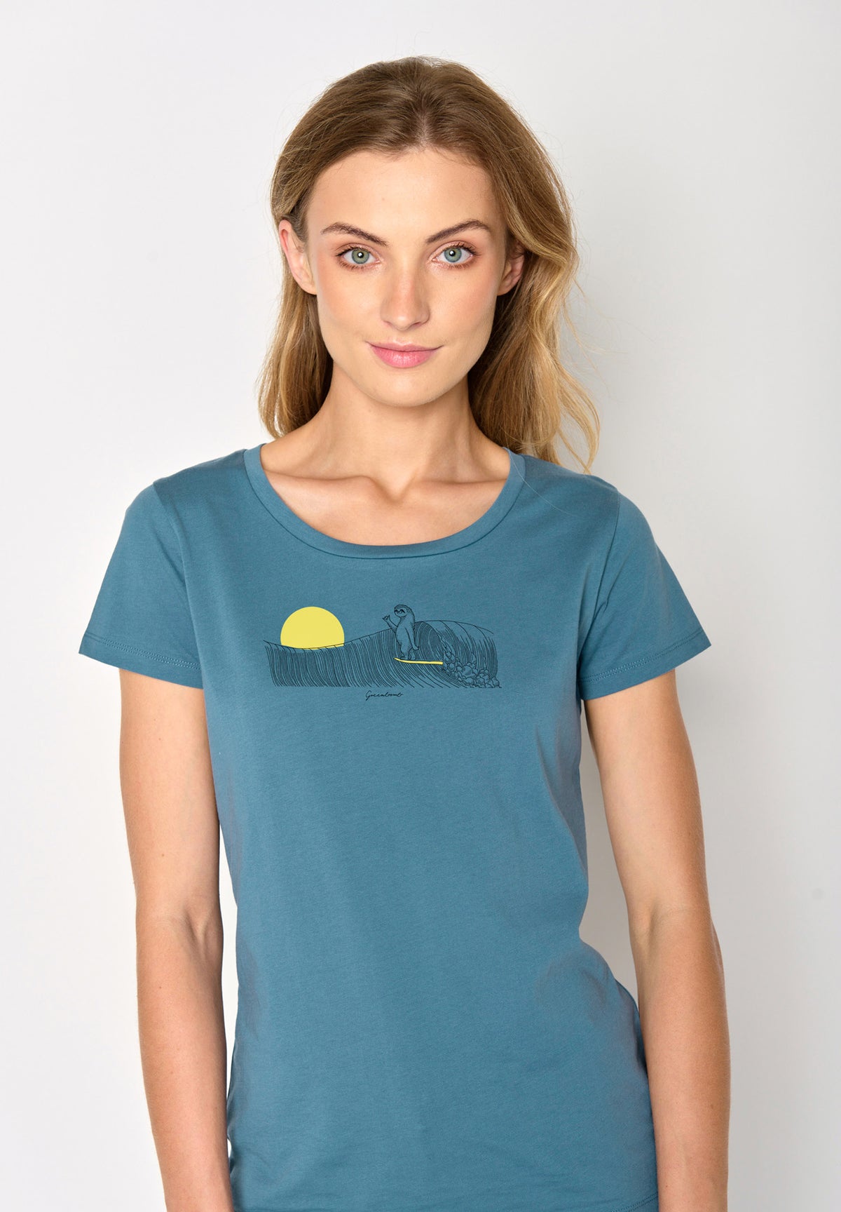 Blau:  Lässiges T-Shirt aus Bio-Baumwolle für Damen [16778]