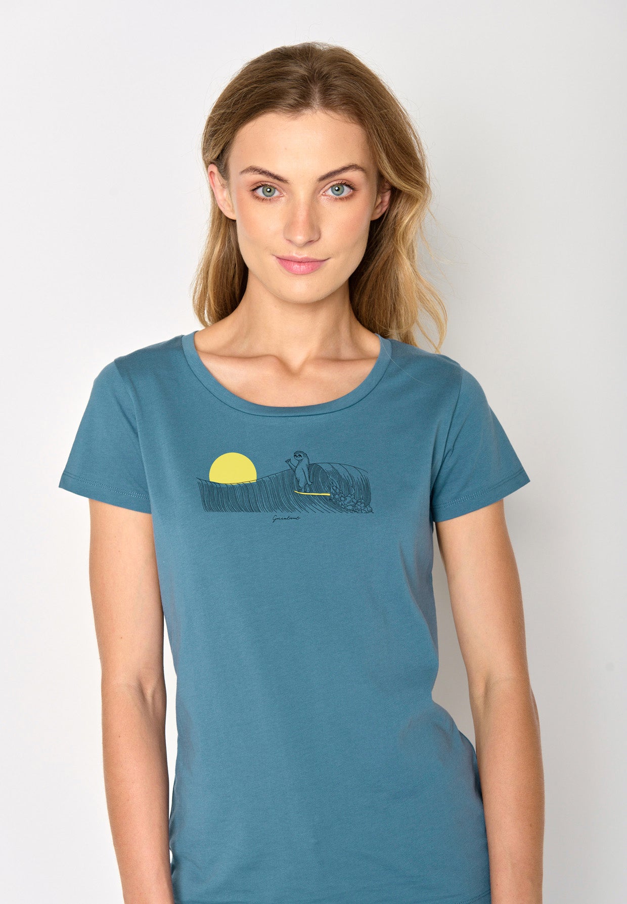 Blau:  Lässiges T-Shirt aus Bio-Baumwolle für Damen [16778]