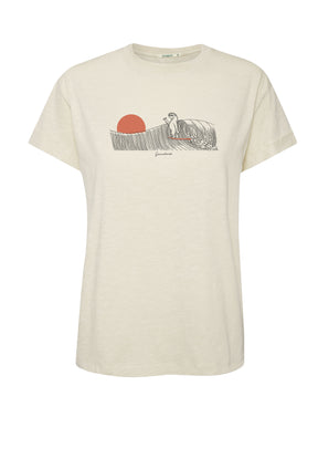 Creme White: Lässiges T-Shirt aus Bio-Baumwolle für Damen [16779]