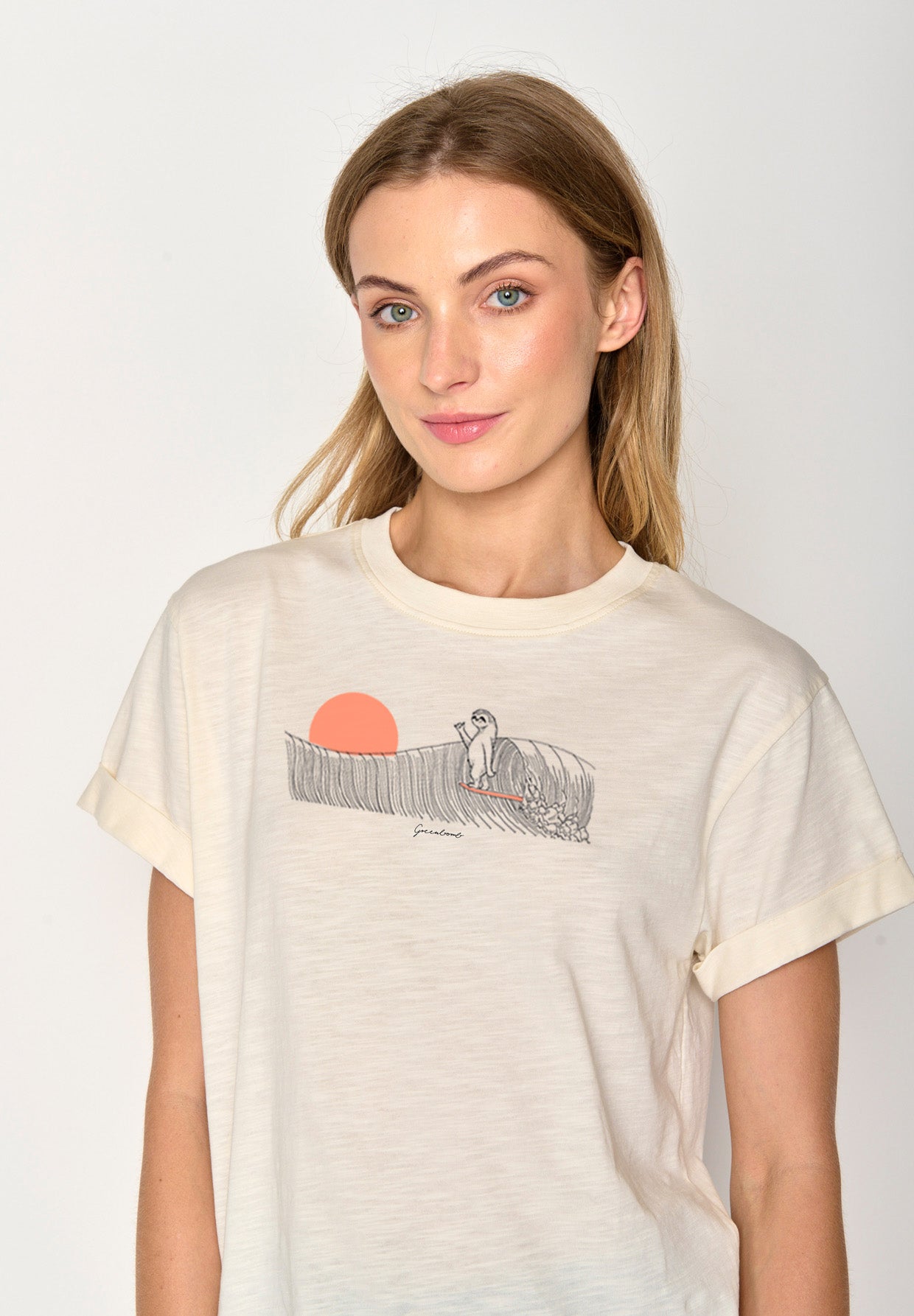 Creme White: Lässiges T-Shirt aus Bio-Baumwolle für Damen [16783]