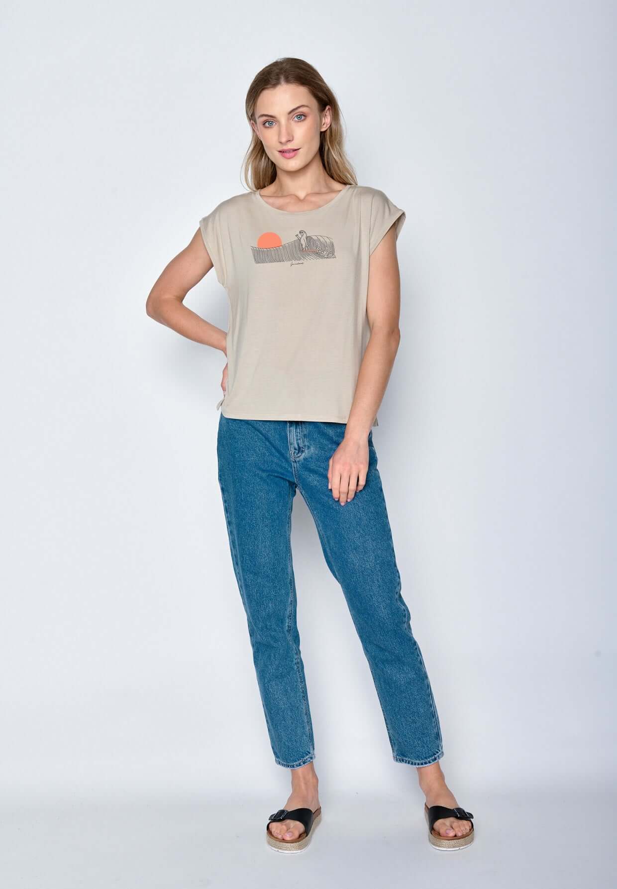 Braun:  Lässiges Shirt aus LENZING™ TENCEL™ Mix für Damen [16785]