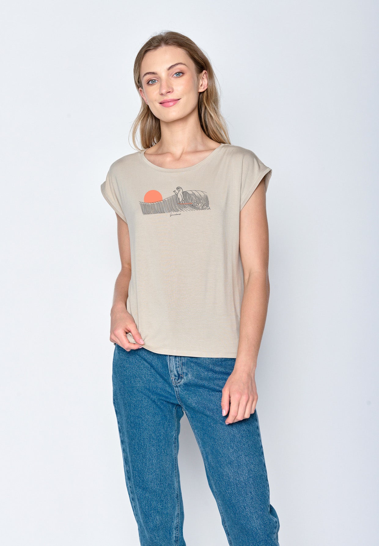 Latte: Lässiges Shirt aus LENZING™ TENCEL™ Mix für Damen [16786]