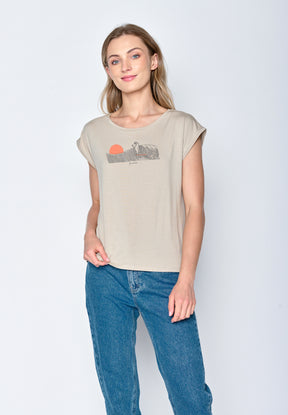 Latte: Lässiges Shirt aus LENZING™ TENCEL™ Mix für Damen [16786]