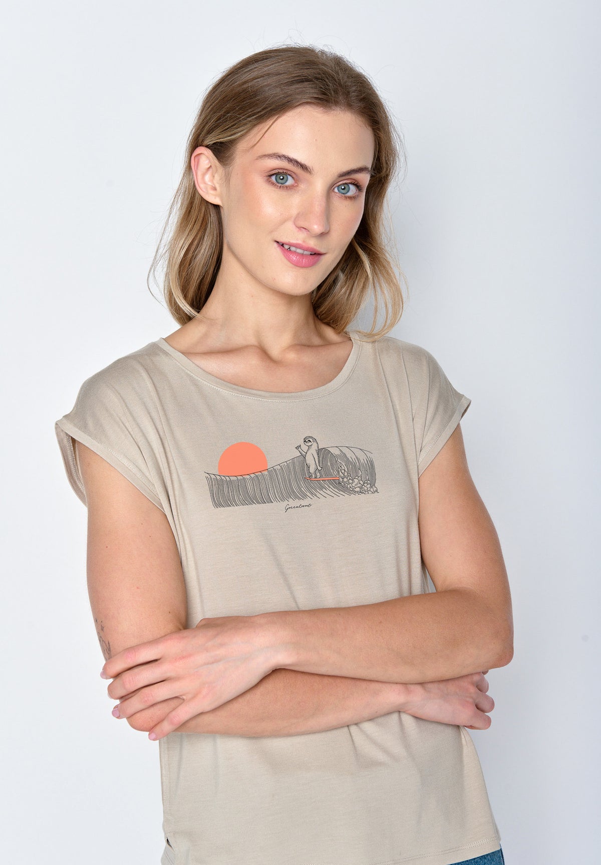Latte: Lässiges Shirt aus LENZING™ TENCEL™ Mix für Damen [16788]
