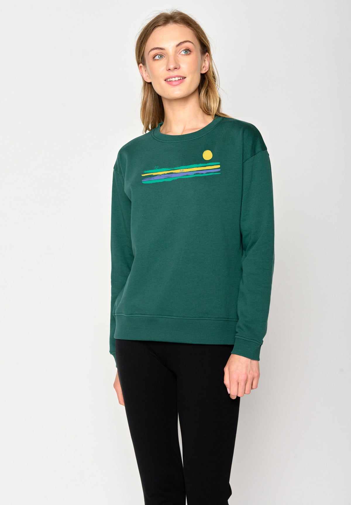 Jungle Green: Gemütliches Sweatshirt aus Bio-Baumwolle für Damen [16792]