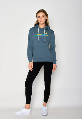 Vintage Blue: Gemütlicher Hoodie aus Bio-Baumwolle für Damen [16797]