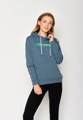 Blau:  Gemütlicher Hoodie aus Bio-Baumwolle für Damen [16798]