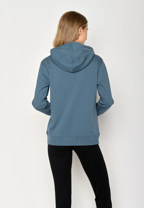 Vintage Blue: Gemütlicher Hoodie aus Bio-Baumwolle für Damen [16799]