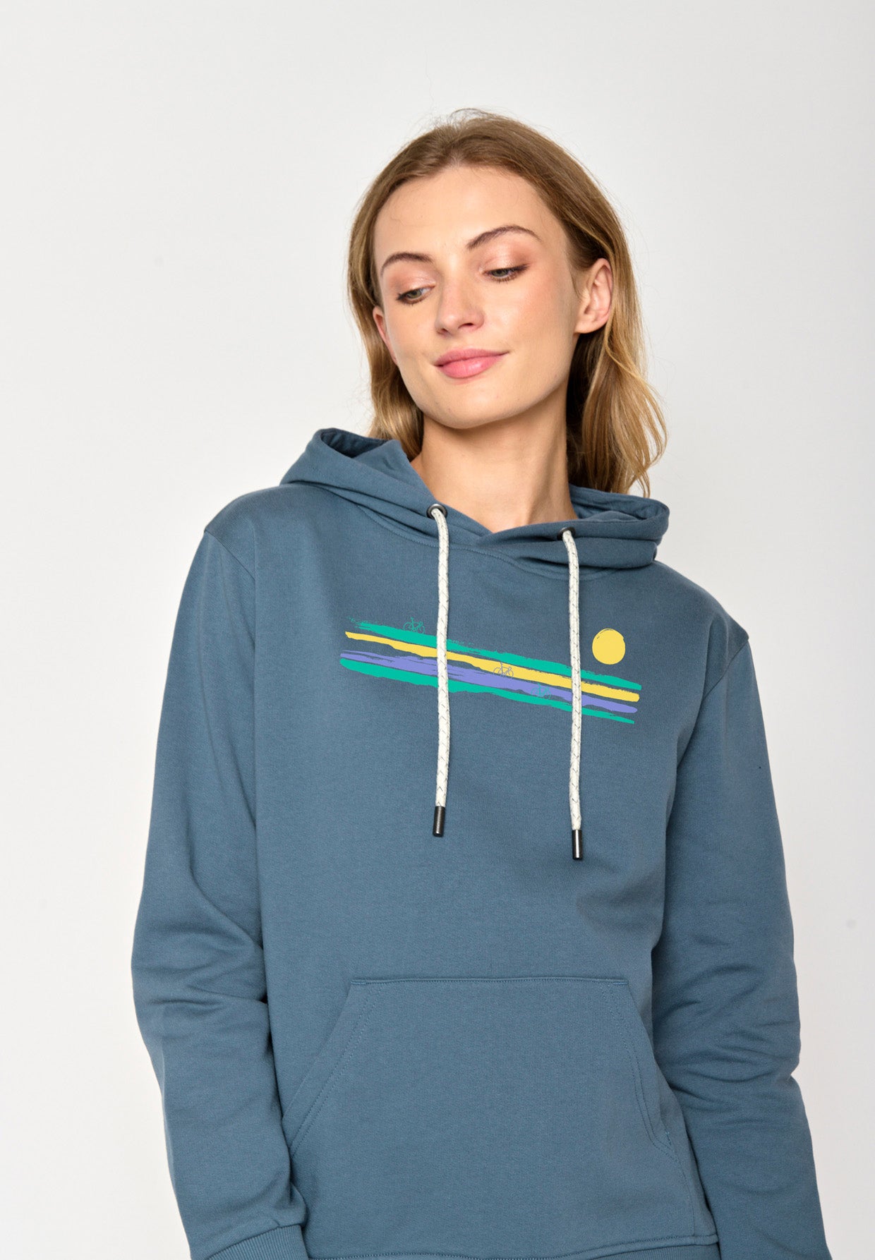 Blau:  Gemütlicher Hoodie aus Bio-Baumwolle für Damen [16800]