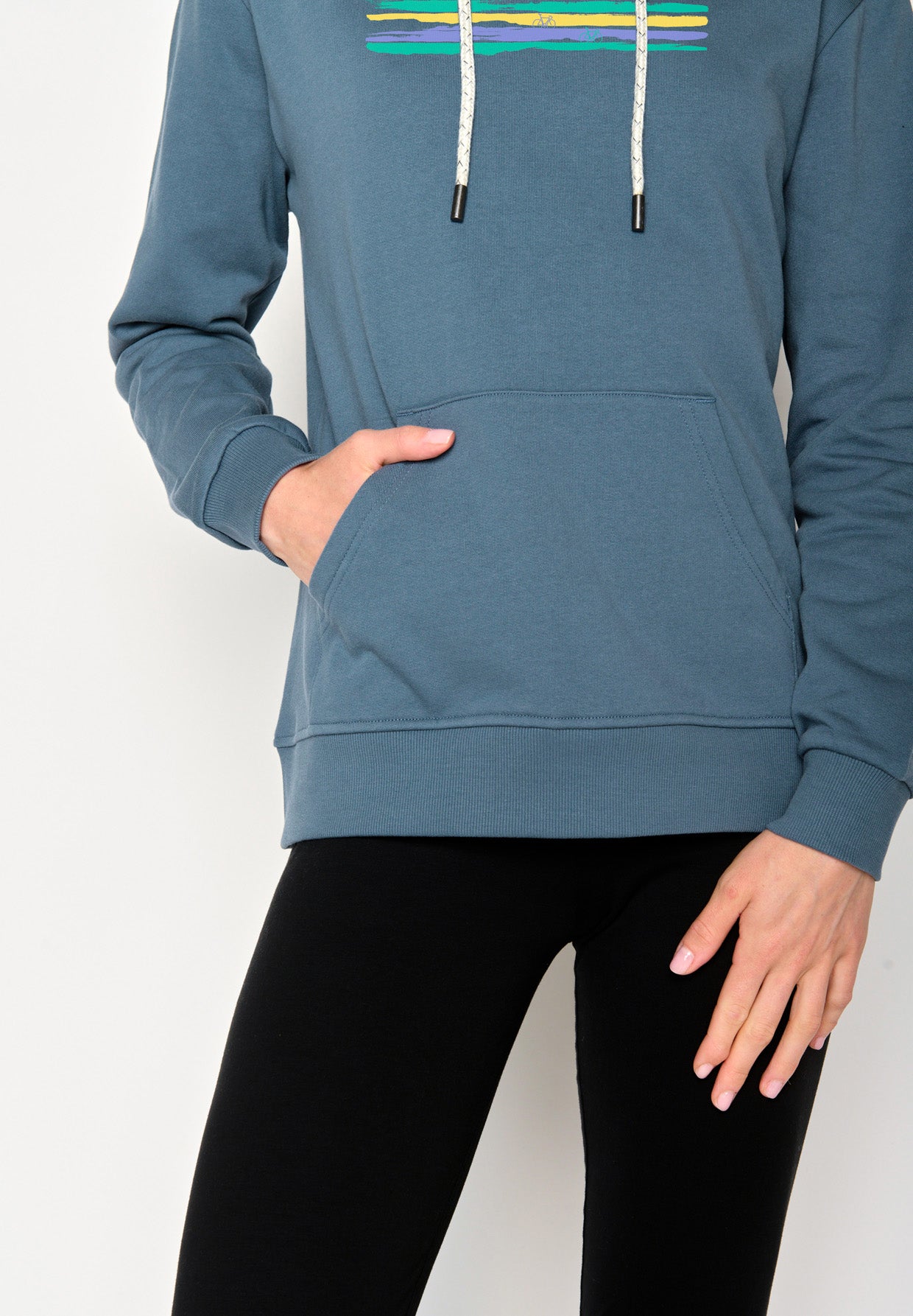 Vintage Blue: Gemütlicher Hoodie aus Bio-Baumwolle für Damen [16801]