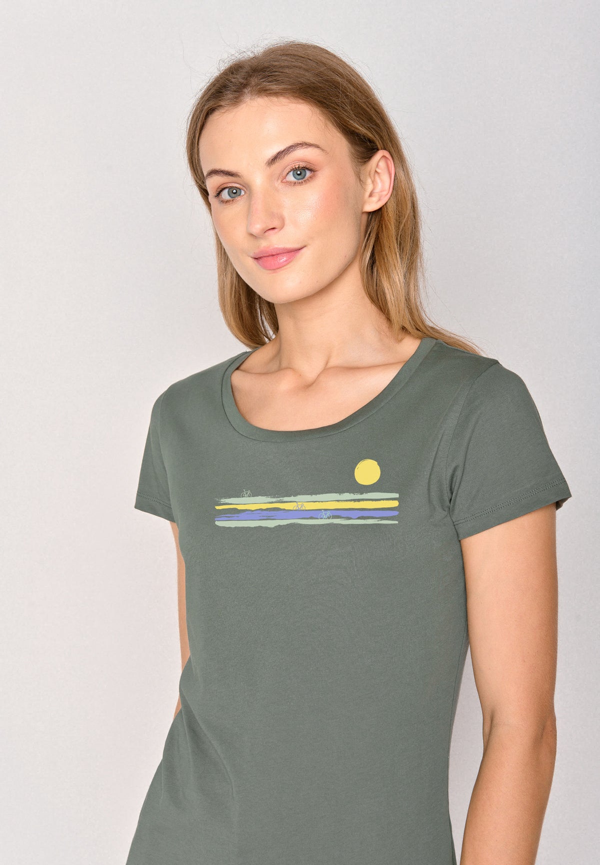 Grün:  Lässiges T-Shirt aus Bio-Baumwolle für Damen [16809]