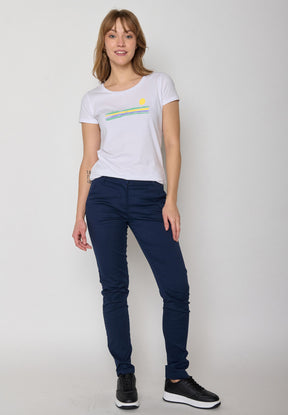 Weiß:  Lässiges T-Shirt aus Bio-Baumwolle für Damen [16814]