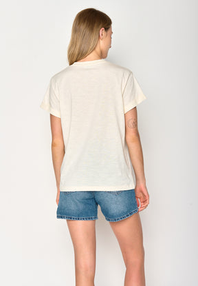 Creme White: Lässiges T-Shirt aus Bio-Baumwolle für Damen [16819]