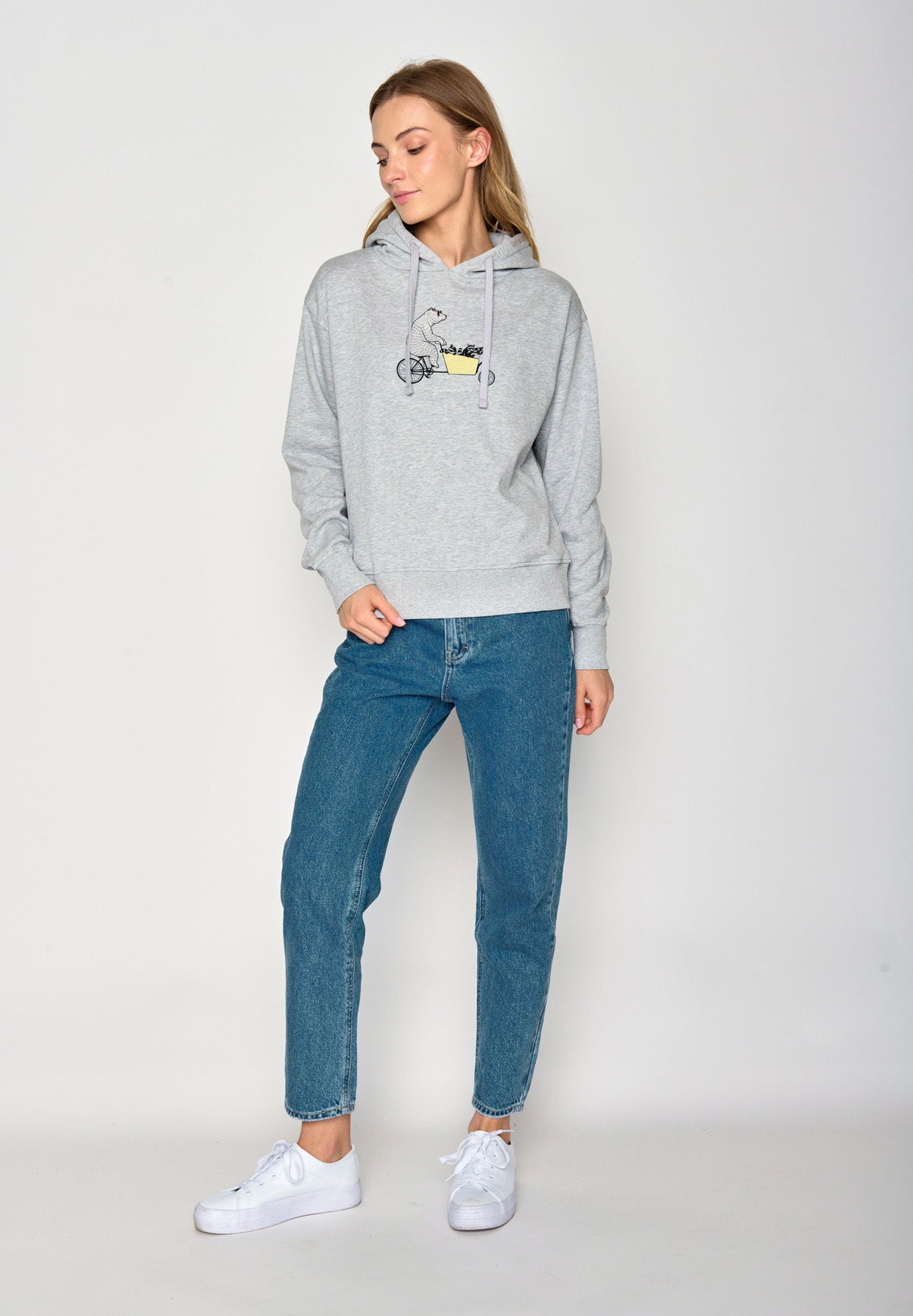 Grau:  Gemütlicher Hoodie aus Bio-Baumwoll Mix für Damen [16823]