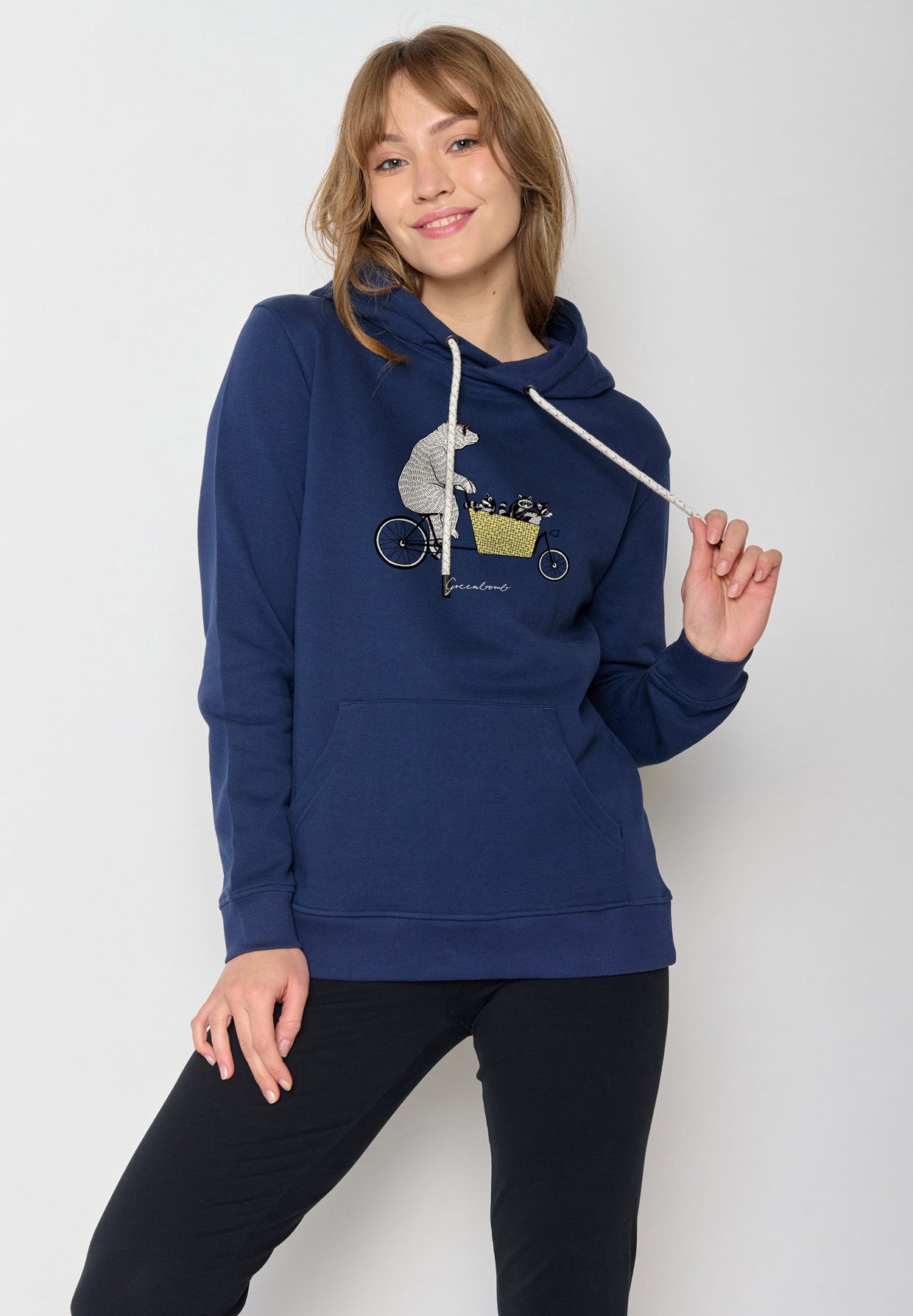 Navy: Gemütlicher Hoodie aus Bio-Baumwolle für Damen [16831]