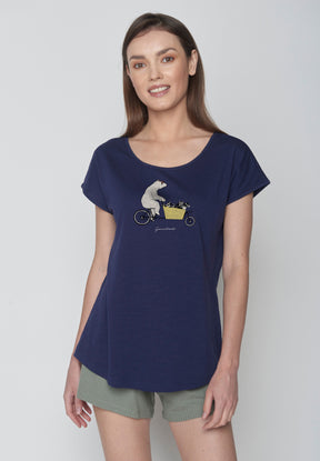 Navy: Sportliches T-Shirt aus Bio-Baumwolle für Damen [16833]