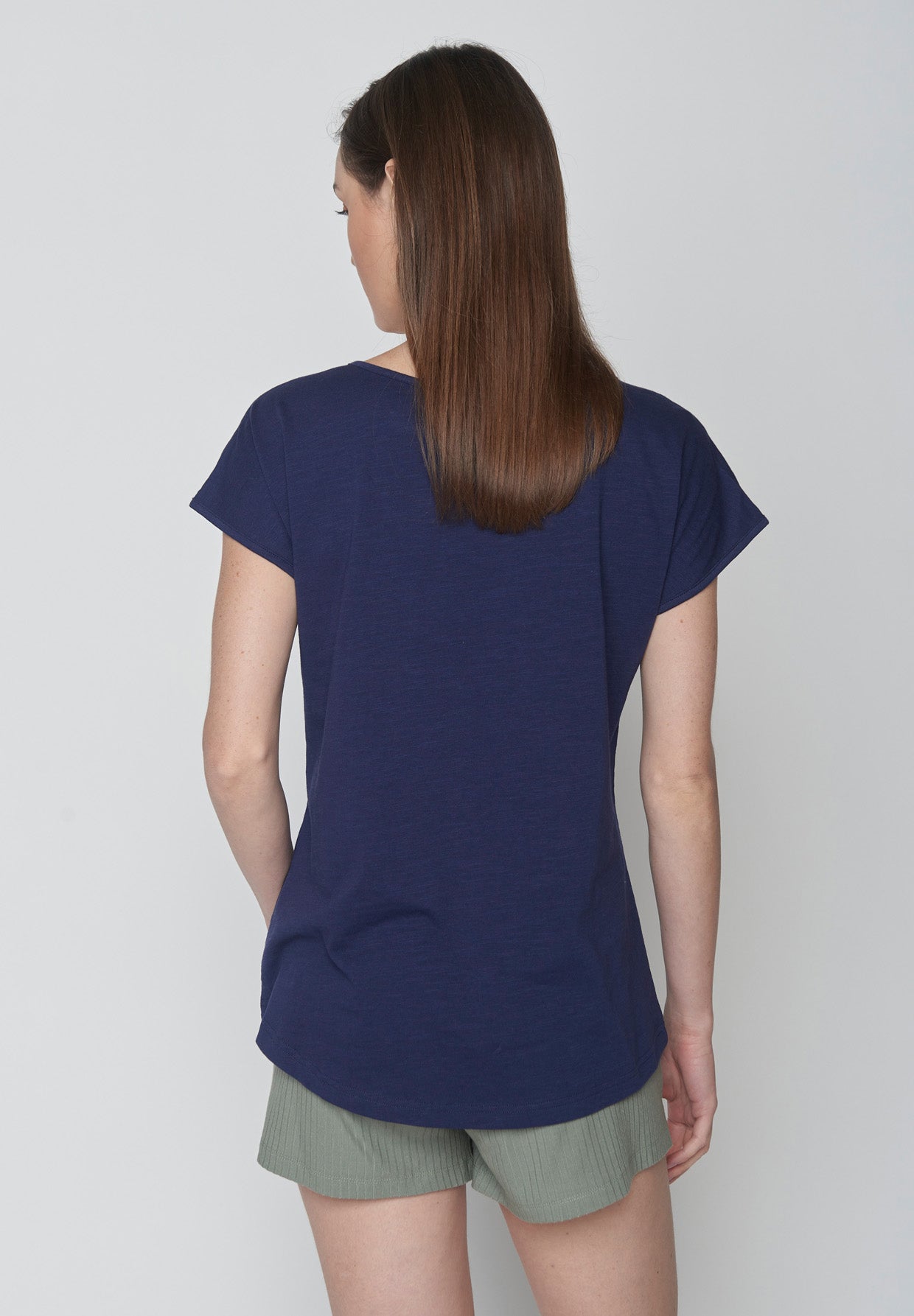 Navy: Lässiges T-Shirt aus Bio-Baumwolle für Damen [16834]