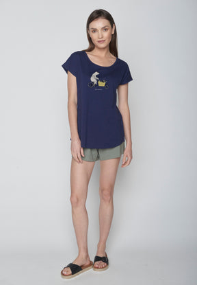 Navy: Sportliches T-Shirt aus Bio-Baumwolle für Damen [16835]