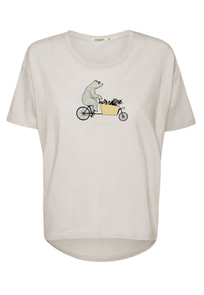 Creme White: Lässiges T-Shirt aus Bio-Baumwoll-Mix für Damen [16837]