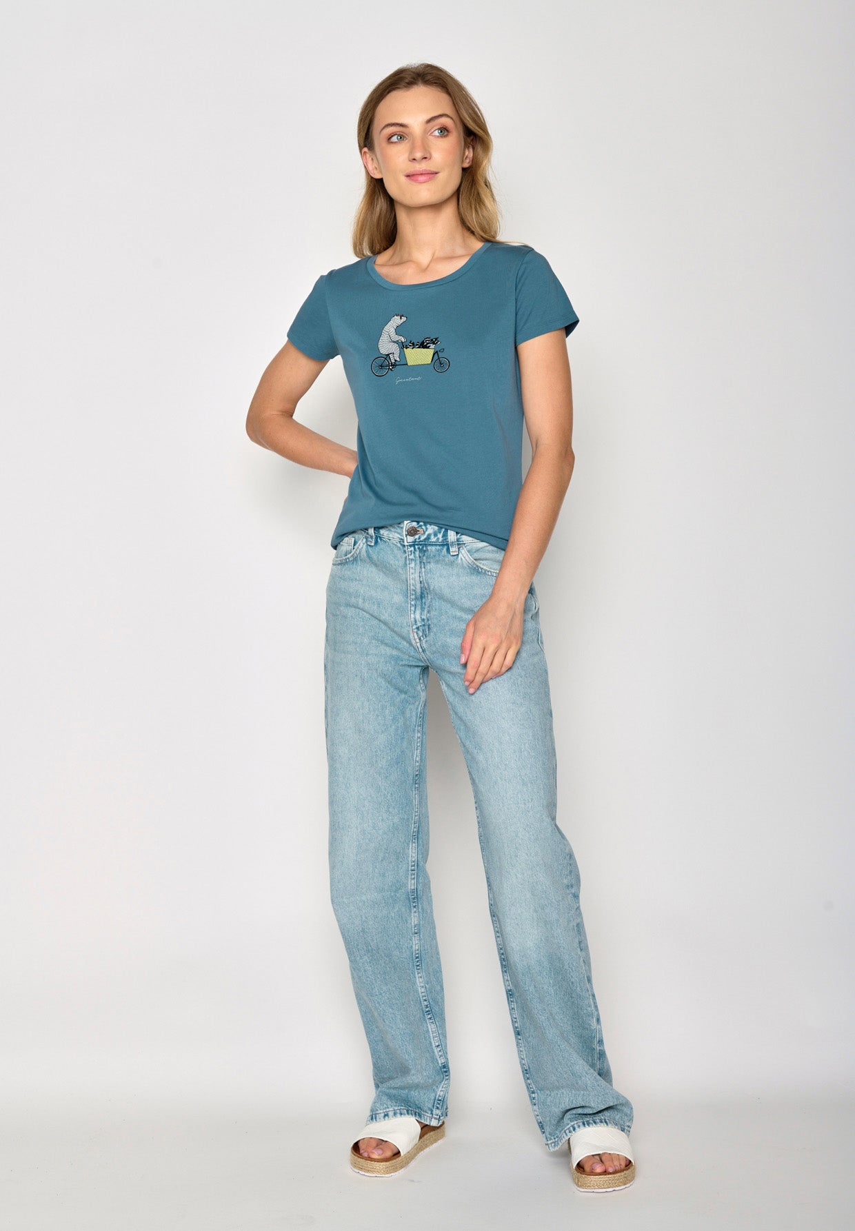 Sloppy Blue: Sportliches T-Shirt aus Bio-Baumwolle für Damen [16843]