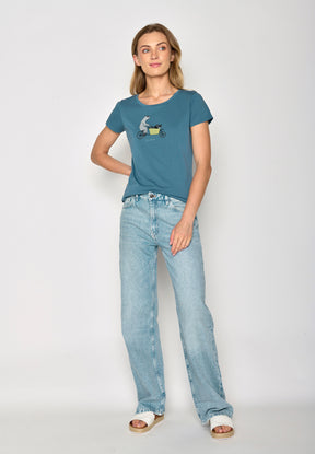 Sloppy Blue: Sportliches T-Shirt aus Bio-Baumwolle für Damen [16843]