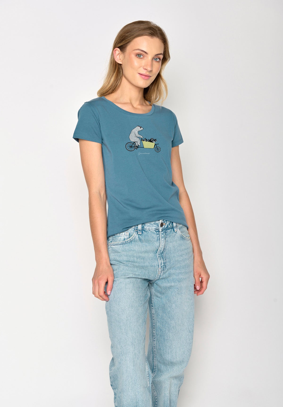 Sloppy Blue: Sportliches T-Shirt aus Bio-Baumwolle für Damen [16844]