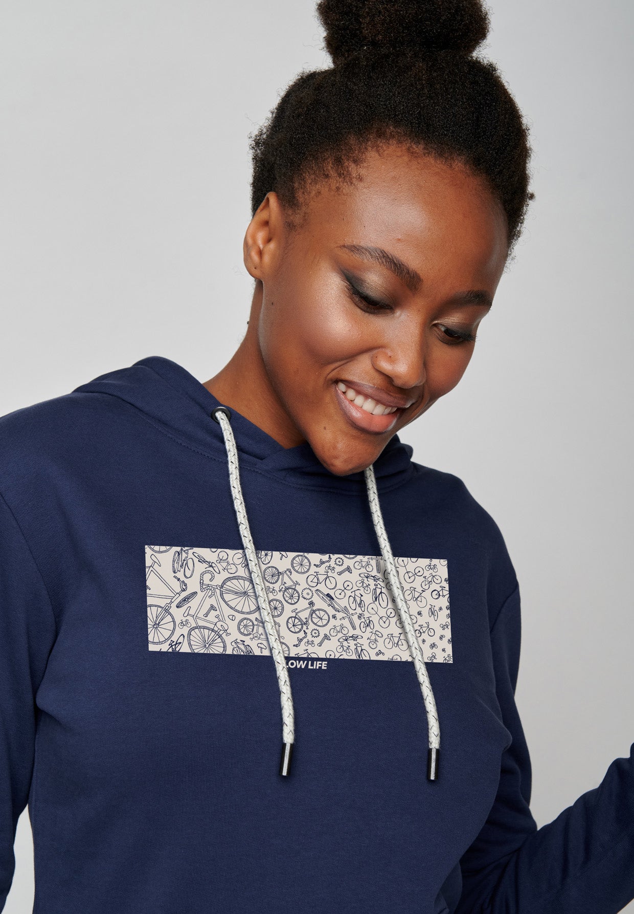 Navy: Gemütlicher Hoodie aus Bio-Baumwolle für Damen [16852]