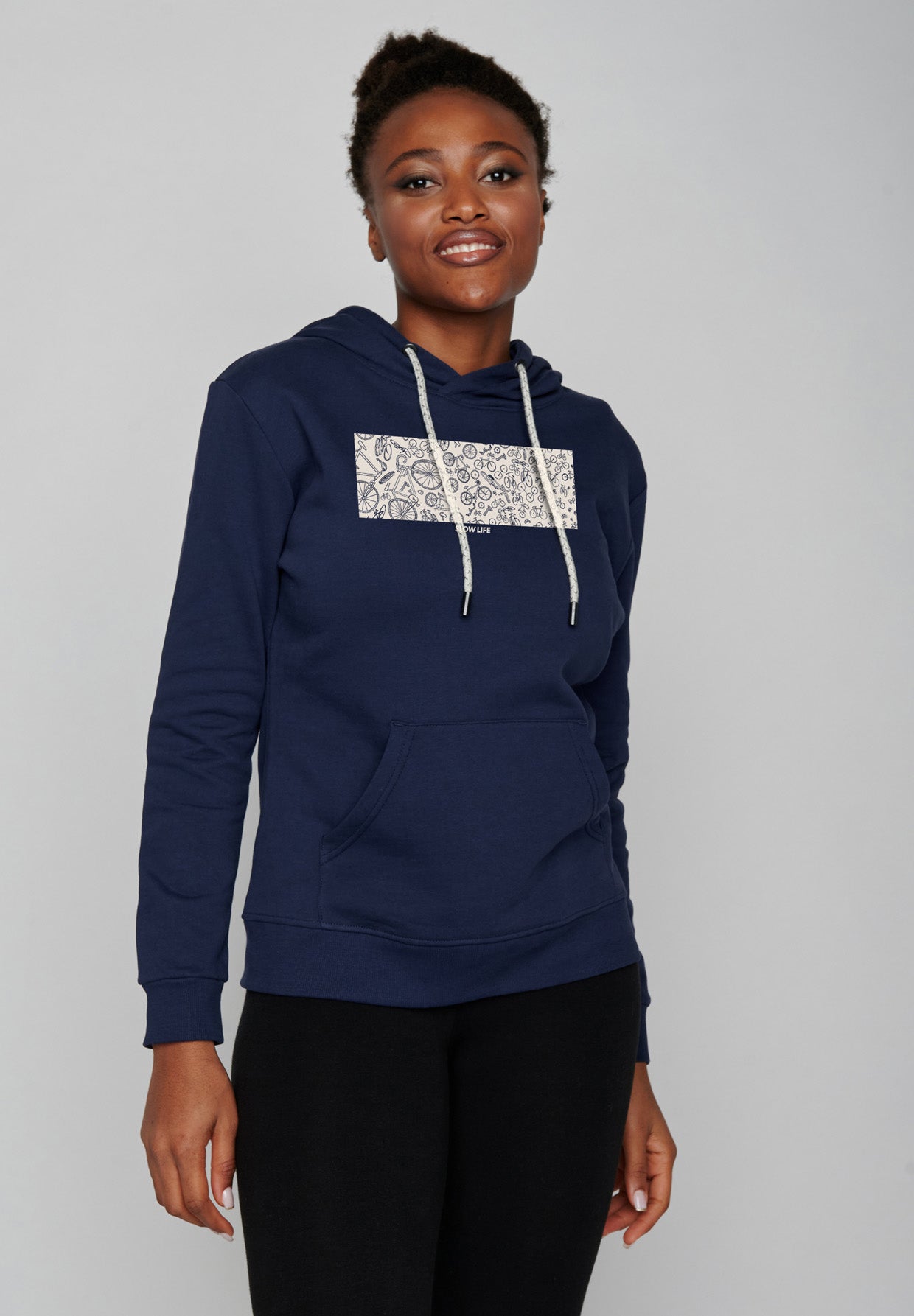 Navy: Gemütlicher Hoodie aus Bio-Baumwolle für Damen [16855]