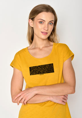 Golden Yellow: Lässiges T-Shirt aus Bio-Baumwolle für Damen [16861]