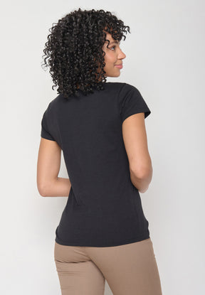 Black: Sportliches T-Shirt aus Bio-Baumwolle für Damen [16870]