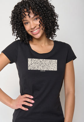 Black: Sportliches T-Shirt aus Bio-Baumwolle für Damen [16871]